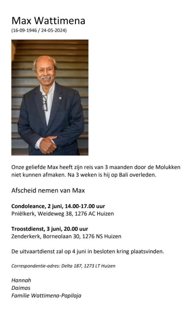 Max Wattima overleden